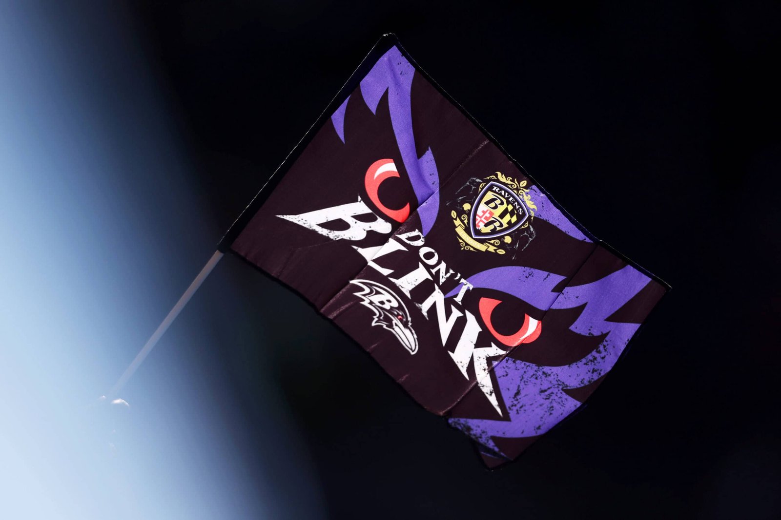 a flag with a purple and white design