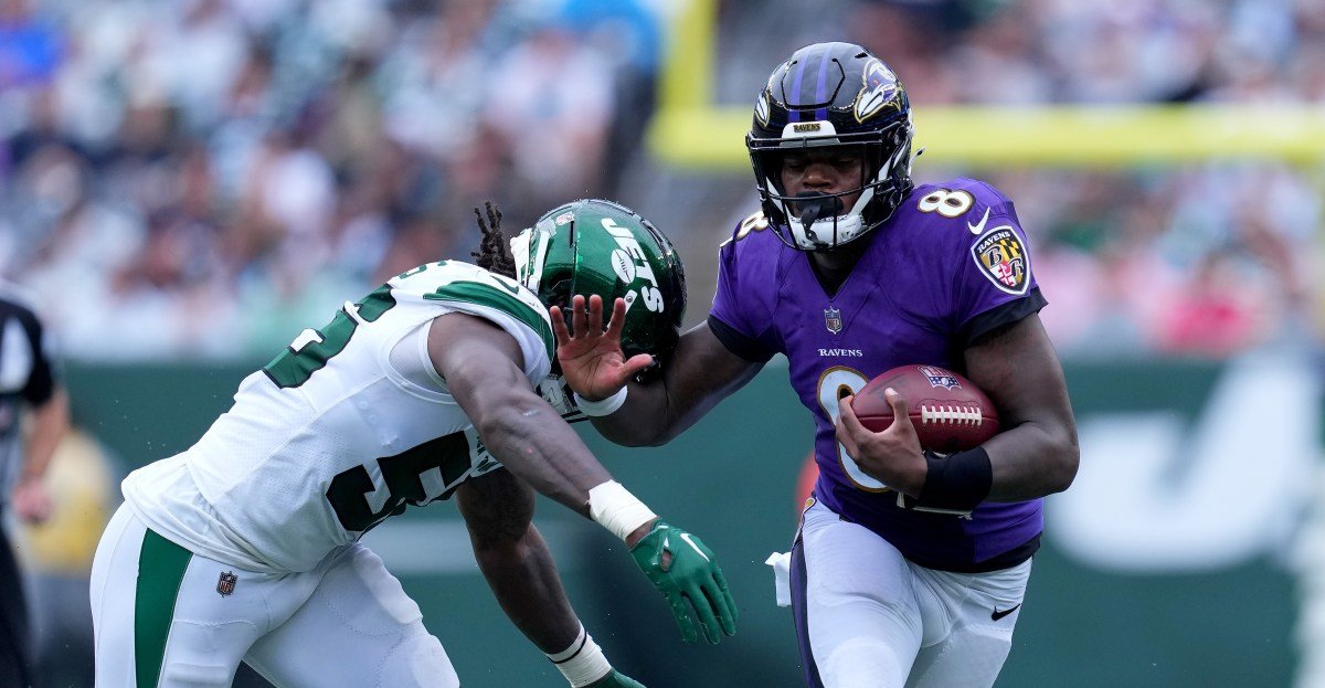 gettyimages 1422906344 The Baltimore Ravens are taking on the New York Jets at home in Week 12 with the hopes of pushing their record above .500 for the first time this season. A win on Sunday afternoon paired with a Steelers loss to the Bears – also in the early window – would put the Ravens in first