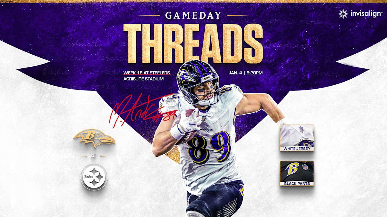 The Ravens will suit up in white jerseys and black pants for Sunday night’s winner-take-all game in Pittsburgh.